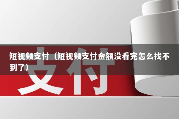 短视频支付(短视频支付金额没看完怎么找不到了)
